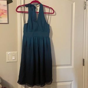 Blue ombré silk halter dress by Express